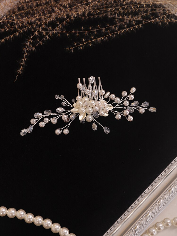 Bryllup tilbehør sølv perle krystall brude hår kam hår smykke til bruden hodeplagg kvinner lue kvinnelig bryllup
