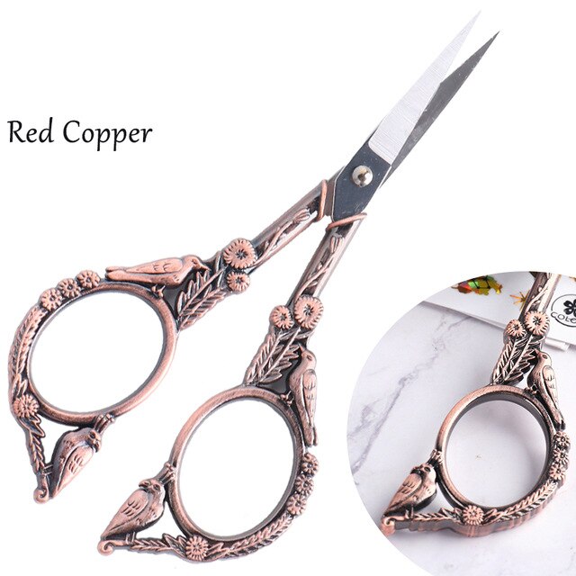 ANGNYA 1Pc Europäische retro Vogel Schere Edelstahl Pfau Phönix Nagel Schere machen-hoch Cutter Multi-Funktion Manikübetreffend Werkzeug: rot Kupfer