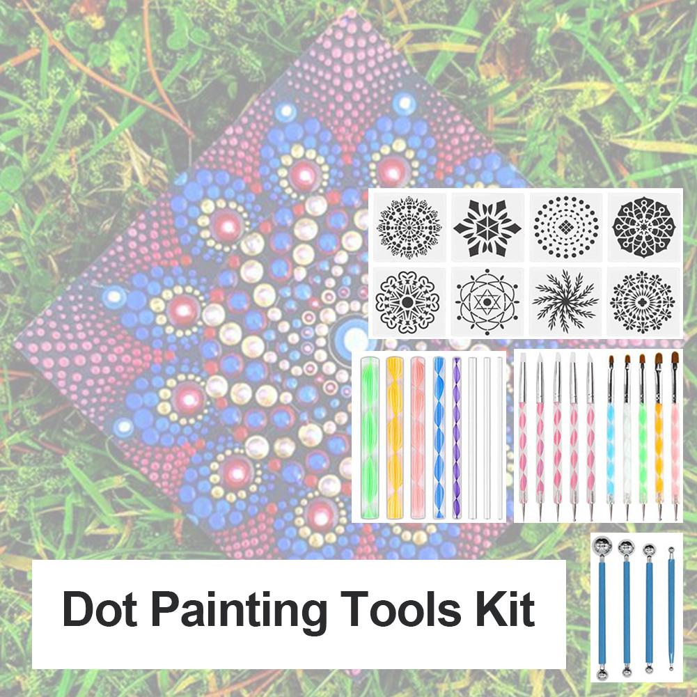 In-stock 32PCS Dotting Painting Tools Set Complete Sculpting Carving Tools Kit Acrylic / Plastic For Rocks Ceramics Art Drawing