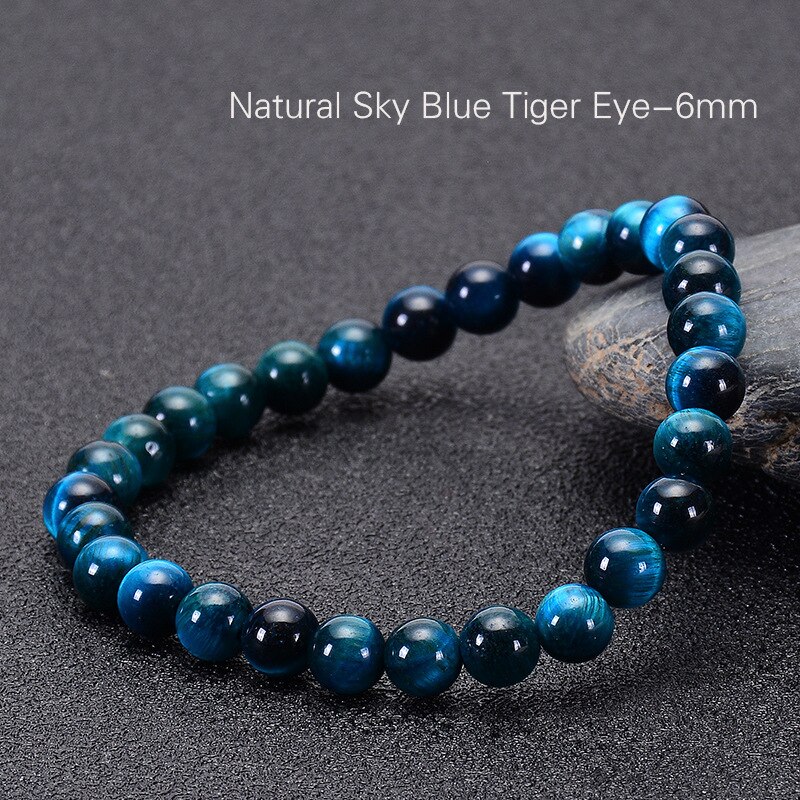 Minimalistische 6 Mm 8 Mm 10 Mm Lake Blue Tijger Ogen Kralen Armband Mannen Natuursteen Braslet Voor Man Handgemaakte casual Sieraden Pulseras: 6mm / 17 cm