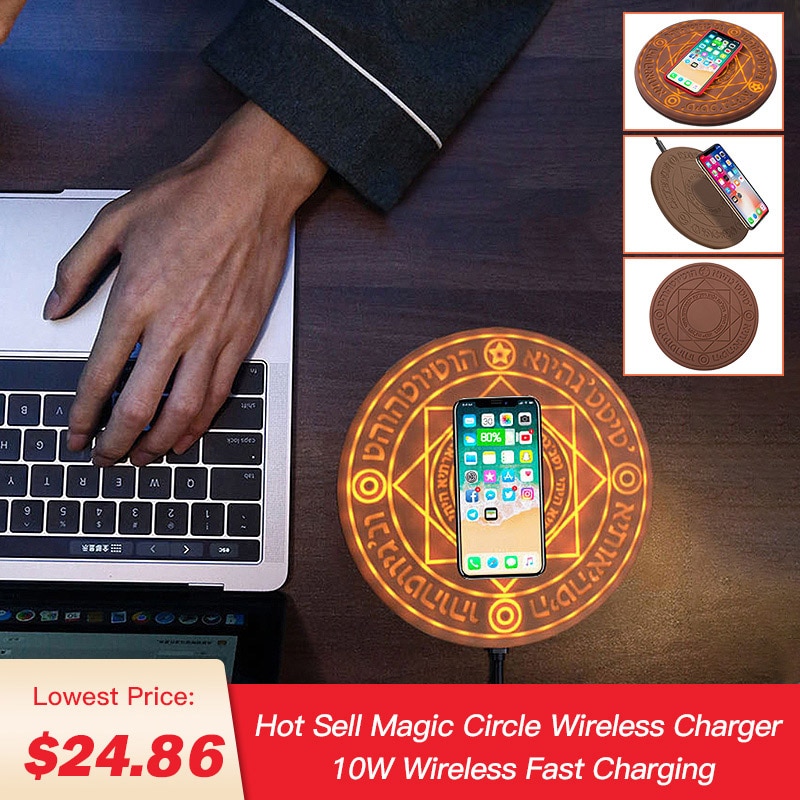 Magic circle draadloze oplader 10w draadloos snelladen voor gebruik met apple x samsung  s9 xiaomi redmi voor huawei honor qi draadloos