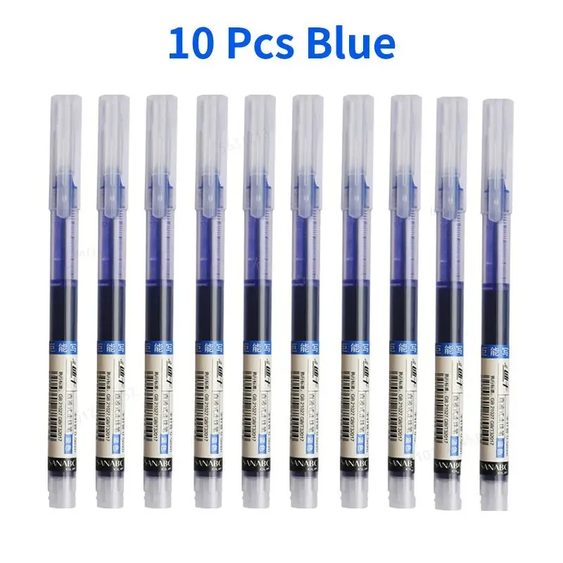 10Pcs/set Needle Type Gel Pens Straight Liquid Ballpoint Pen Kawaii Stationery School Office Supplies Writing: Yellow