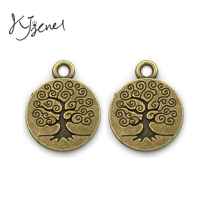 Antiek Zilver Brons Plated Tree of Life Charms Hangers voor Ketting Armbanden Sieraden Maken DIY Craft Handgemaakte 19x15mm