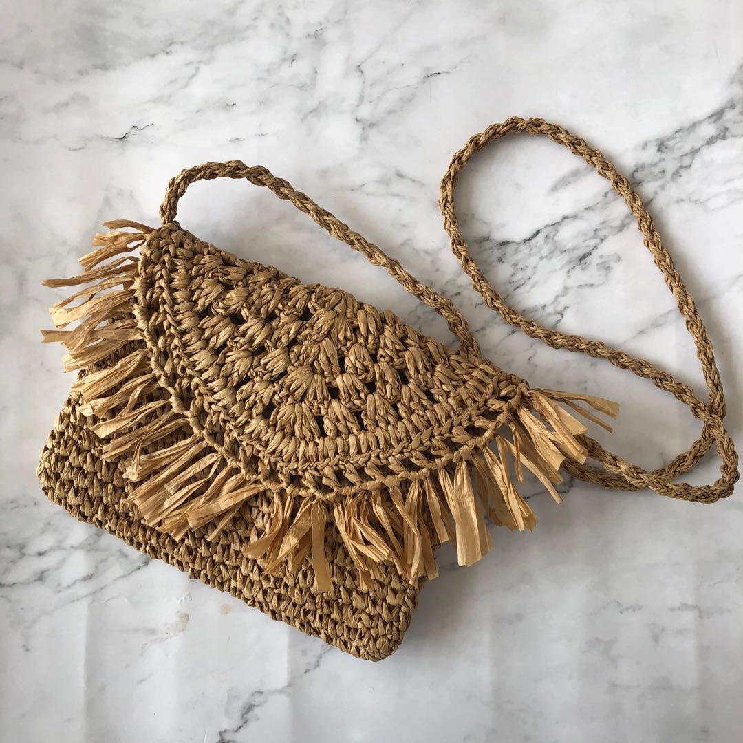 Vrouwen Strandtas Schoudertassen Hand Geweven Strozak Grote Capaciteit Handgemaakte Retro Strandtas Bohemian Rotan Zakken Zomer Zakken: Camel