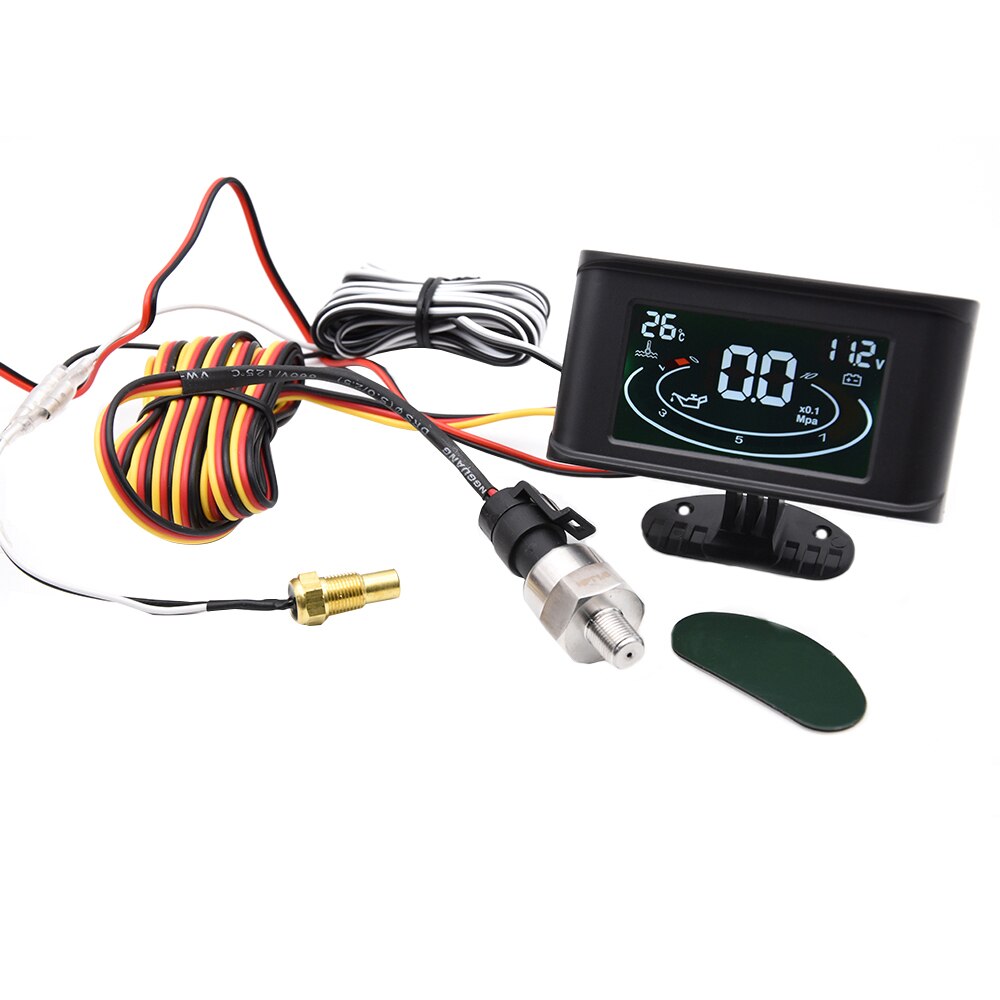 12V 24V Universele Lcd Digitale Truck Auto Voltmeter Oliedrukmeter Water Temperatuurmeter 3 In 1 Auto gauge Met Sensoren