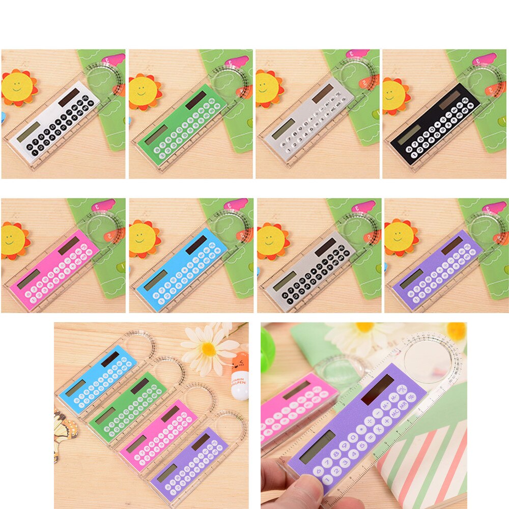 Mini Solarcalculator Multifunctionele 10Cm Liniaal Student Ultradunne Heerser Calculadora School Kantoorbenodigdheden