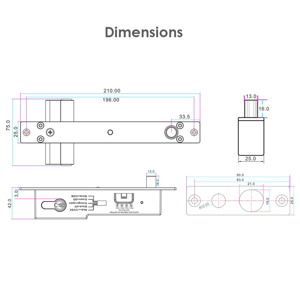 Electronic Door Lock Electric Mortise Bolt Lock Mortise lock Time Delay NO Fail secure sturdiness electric bolt with cylinder