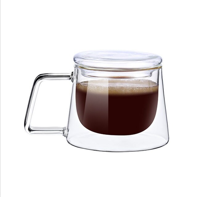 Taza de café de vidrio transparente de doble fondo, vaso de vidrio resistente al calor para leche y té: B