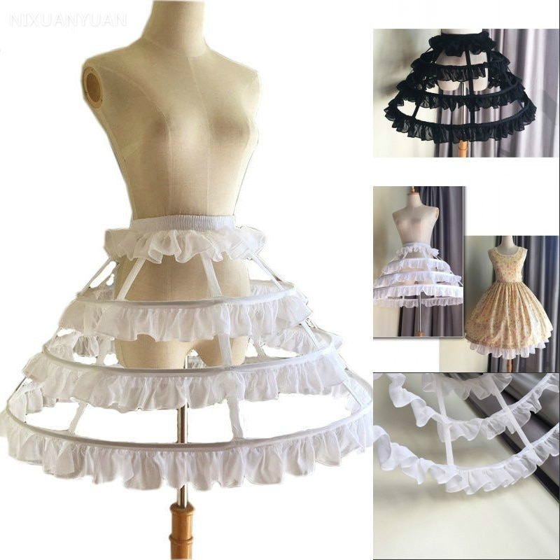 Crinoline courte, cercle complet en acier désossé, cage à oiseaux, jupon, doux 3 cerceaux, jupe pour mariage