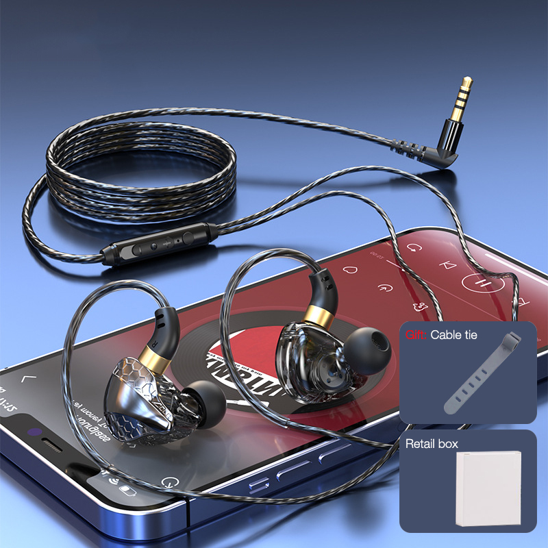 EARDECO Auriculares 3,5 mm słuchawki przewodowe Bass przewodowe słuchawki douszne słuchawki stereo sportowe słuchawki zestaw słuchawkowy z mikrofonem przewód słuchawkowy: Granatowy