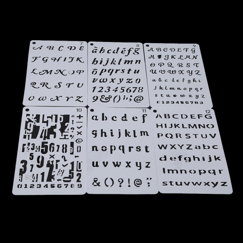 12PCS/set Letter And Number Stencils Alphabet Stencil For A5 Bullet Journal Supplies Painting Drawing Craft Scrapbooking