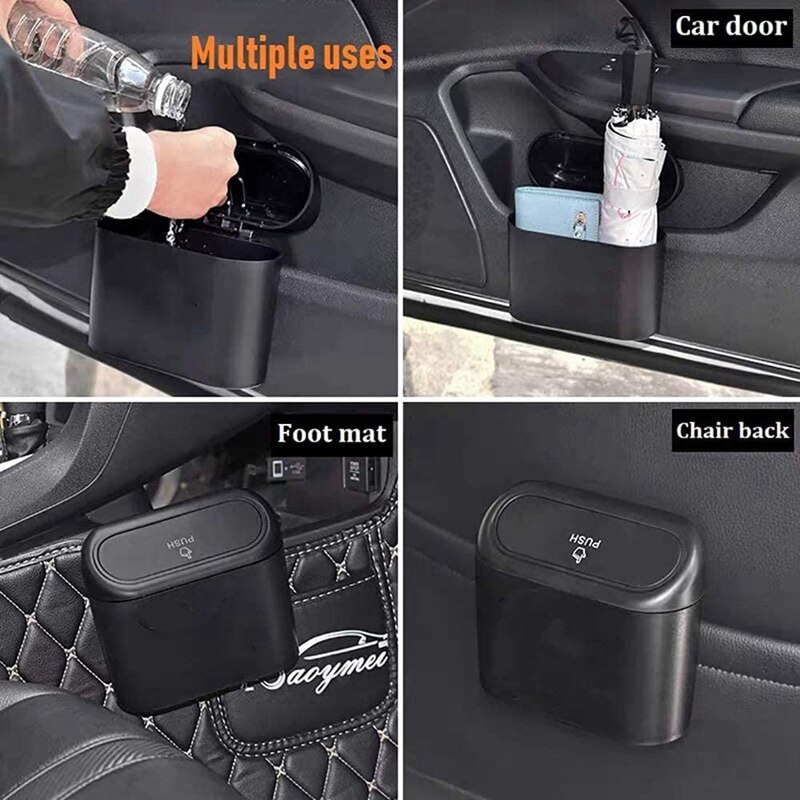 2Pcs Car Multifunctional Trash Can with Lid Car Trash Can Waterproof Portable Trailer Trash Can for Car Office Kitchen