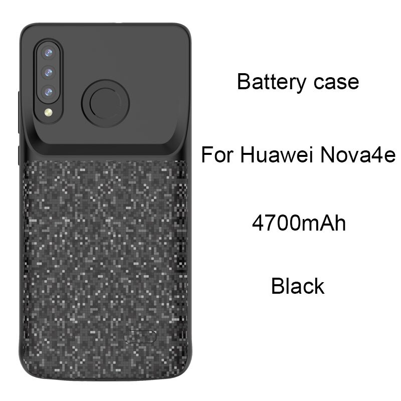 Portable power case for Huawei p30 p30 pro Nova 4e 4700mAh TPU charging case for huawei p30 pro black