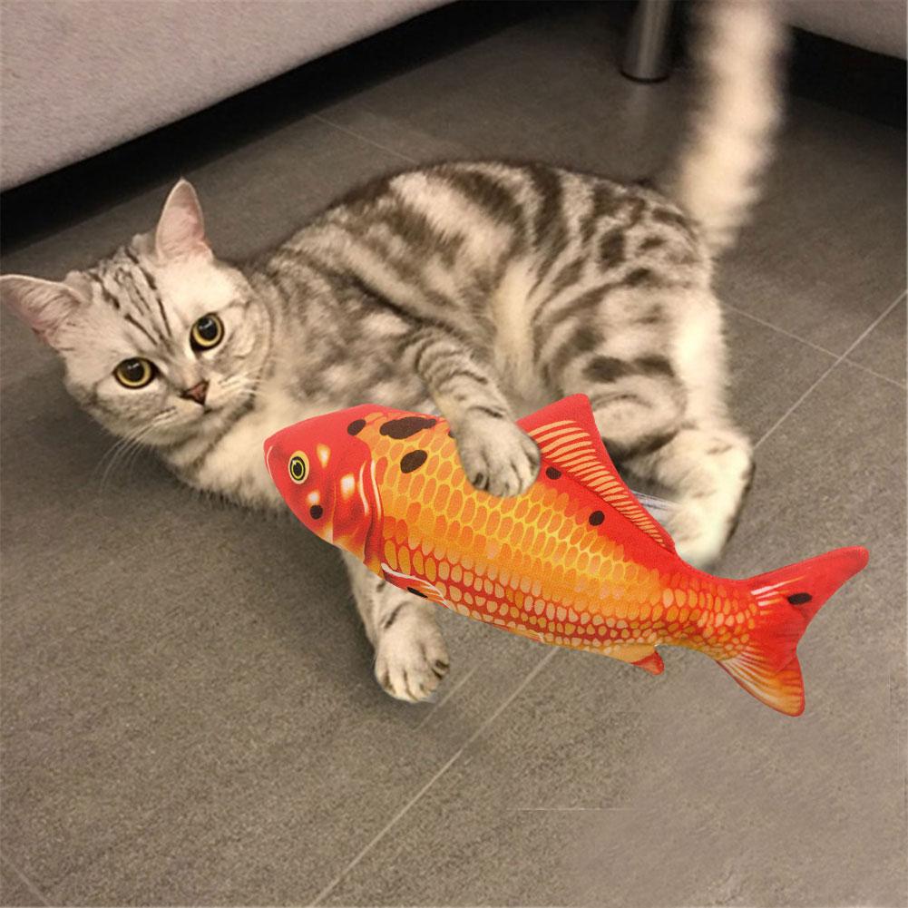 Electric Moving Fish Cat Realistic Plush Simulation Electric Wagging Fish Cat Toy Catnip Kicker Toys Funny Interactive Pets Pill