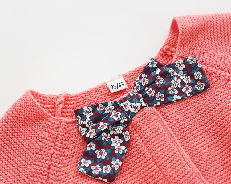 Lente Herfst Baby Meisje Kleding, Leuke Trui Jas, met Mooie Boog Gebreide Lange Mouwen Vest, Twee Kleuren Paars En Roze
