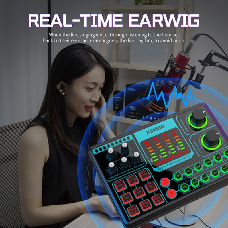 X9 MINI Computer External Mobile Phone Sound Card Recording Repair Tone Mixer T21A