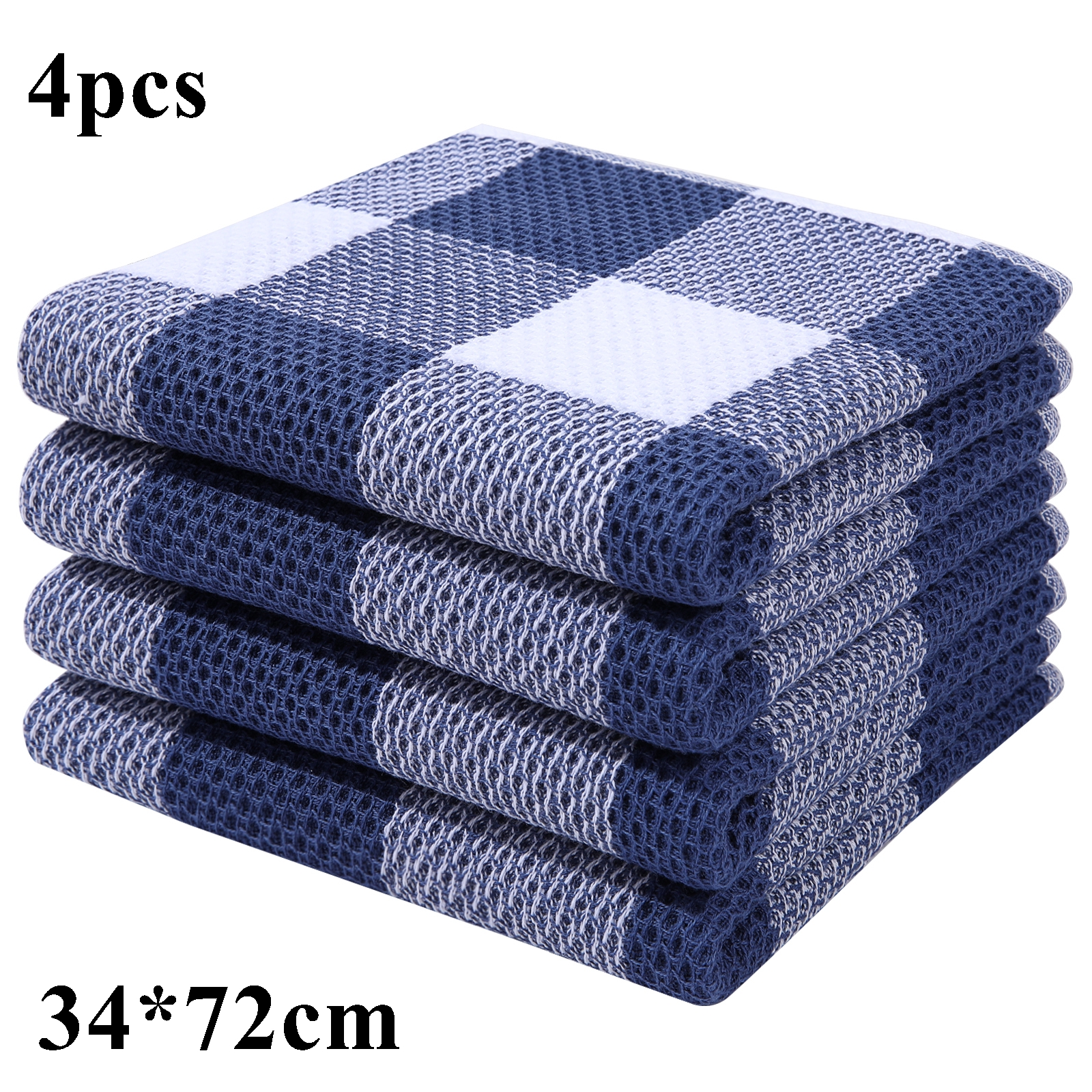 Homaxy 4/6Pcs Cotton Kitchen Towels Ultra Soft Dishcloth Magic Cleaning Cloth Absorbent Cleaning Towel Thickened Wipe Wash Towel: Navy Blue