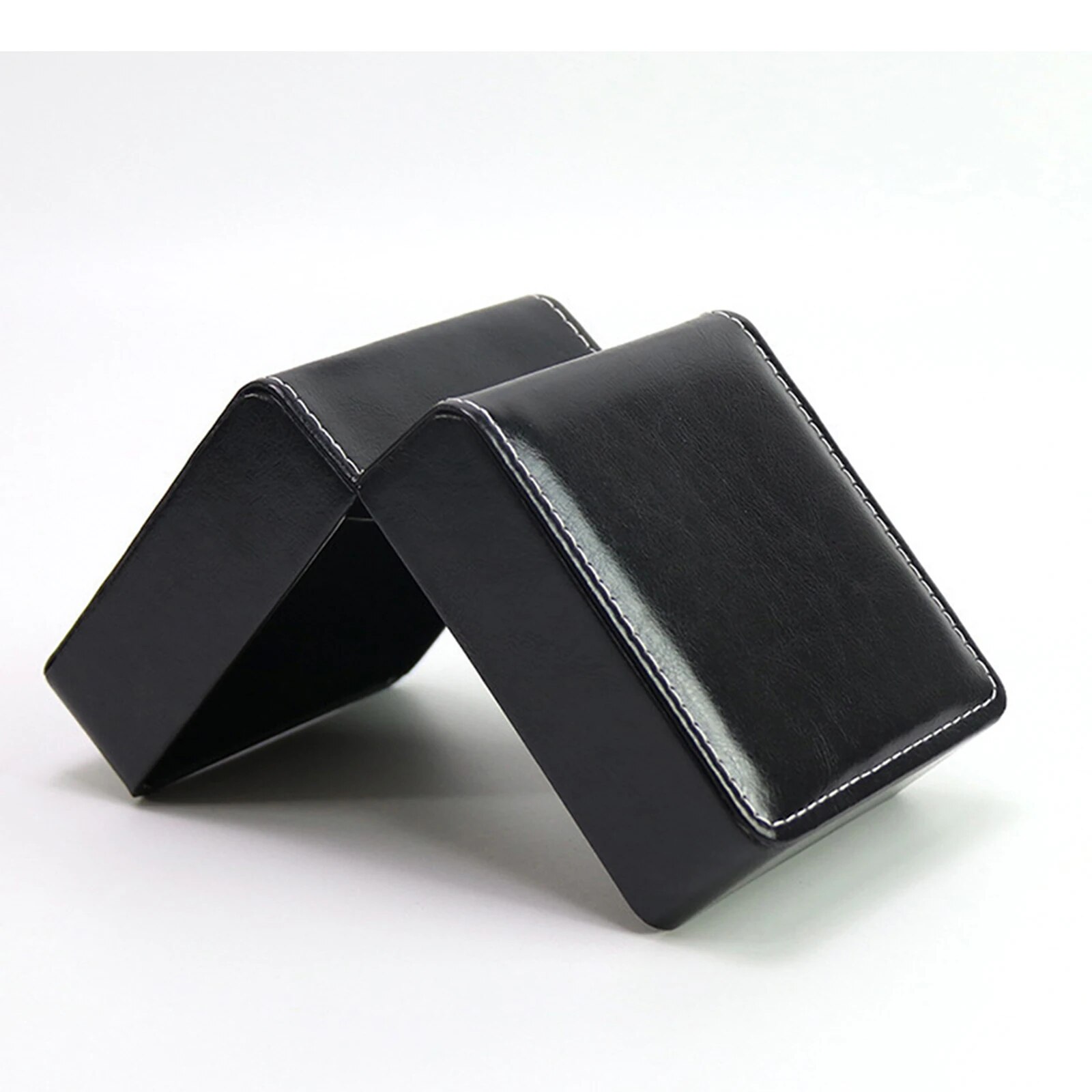 Caja de para reloj individual con almohada, organizador de vitrina de reloj de pulsera de cuero PU para hombres: Blanco