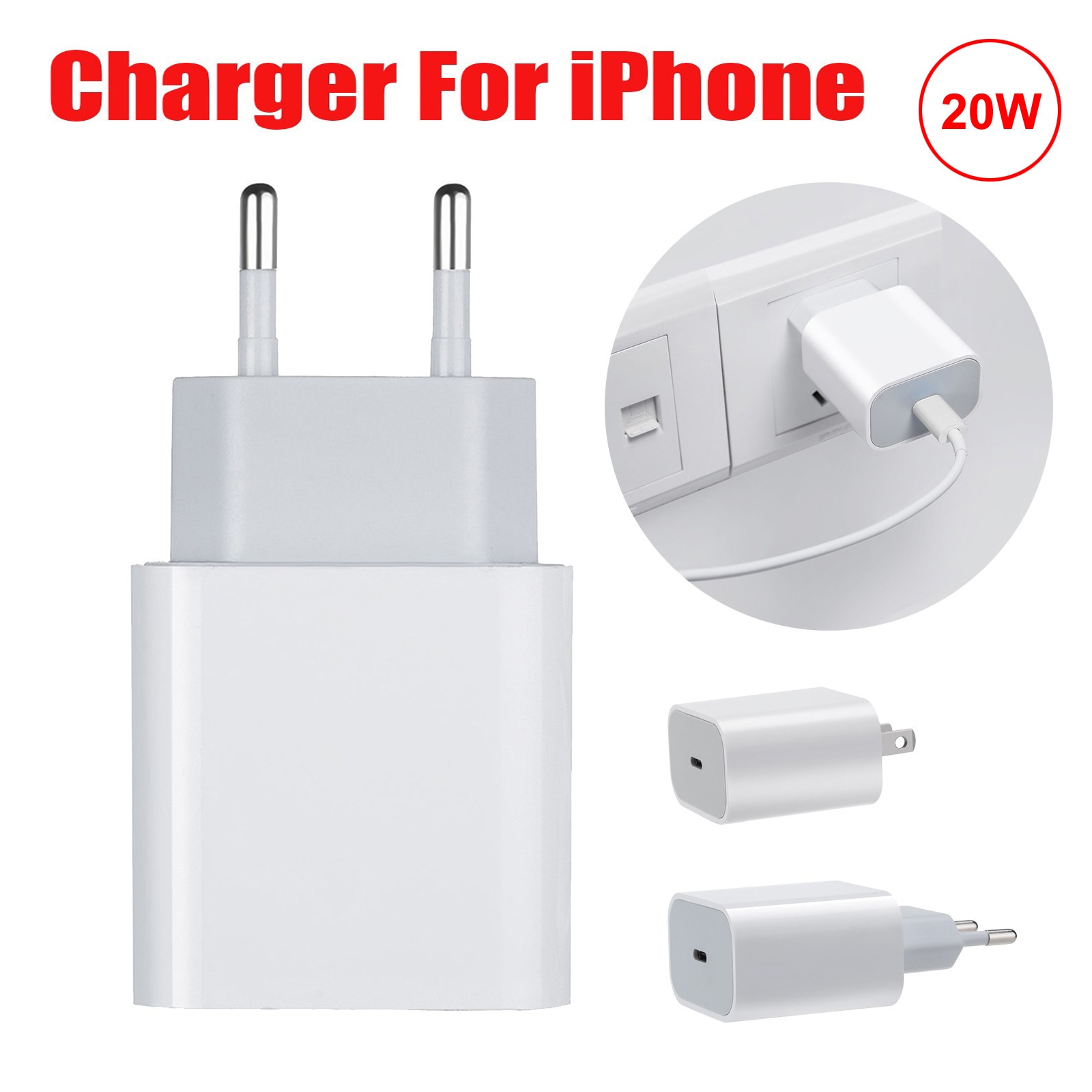 20W Pd Fast Charger Voor Iphone 12 Pro Max Mini 11 X Xs Xr Telefoon Type Usb C Adapter ons Eu Plug Originele Muur Travel Charger