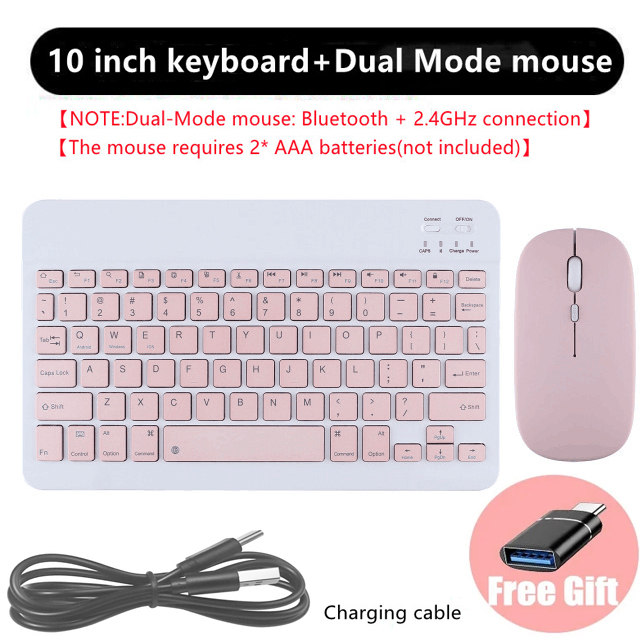 Oplaadbaar Bluetooth-compatibel toetsenbord Ultraslanke draadloze muistoetsenbordset voor Android Windows Tablet iPhone iPad: Rood
