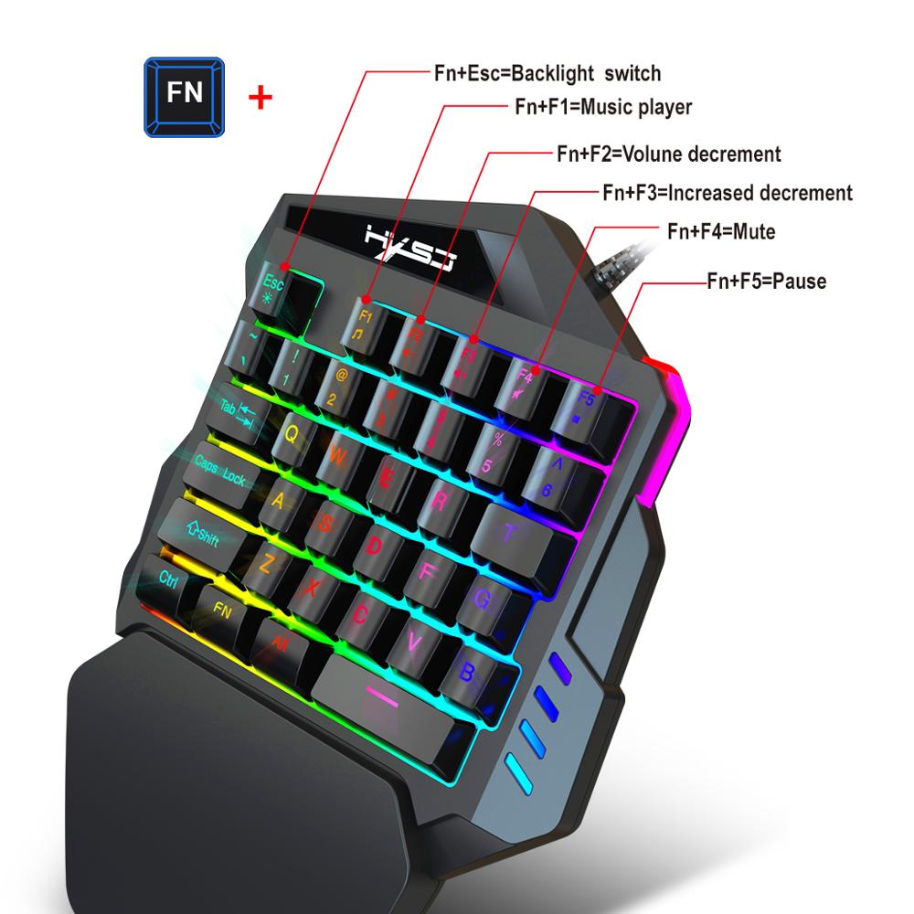 Mini clavier de jeu Portable rétroéclairé RGB, une main, 6400DPI, ensemble de souris, pour PC, PS4, Xbox