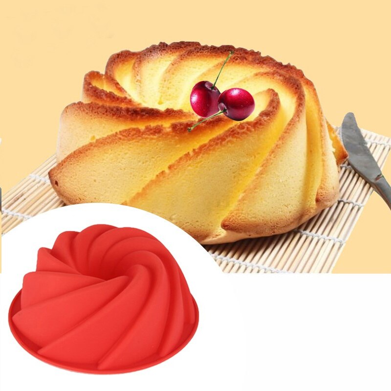 9 Inch Fluted Round Silicone Baking Molds Pan Oven Roasting Non-Stick Bundt Cake Mousse Bread Pan Grade Silicone Bundt Tins