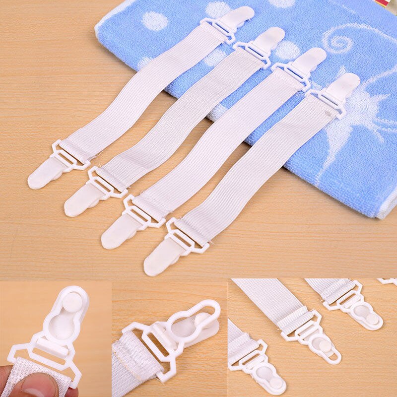 4Pcs Set Bed Sheet Mattress Bedspread Holder Grippers Straps Suspenders Elastic Fasteners