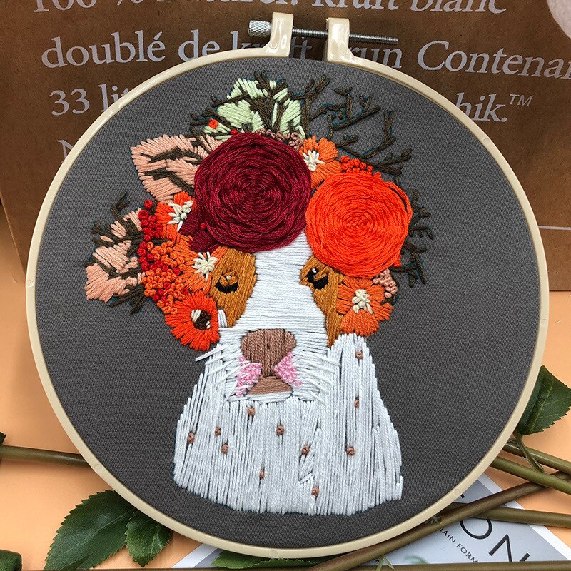 Tecknade hundar mönster diy broderi material paket korsstygssatser 3d broderverktyg nybörjare bordado dekor målningar: 3
