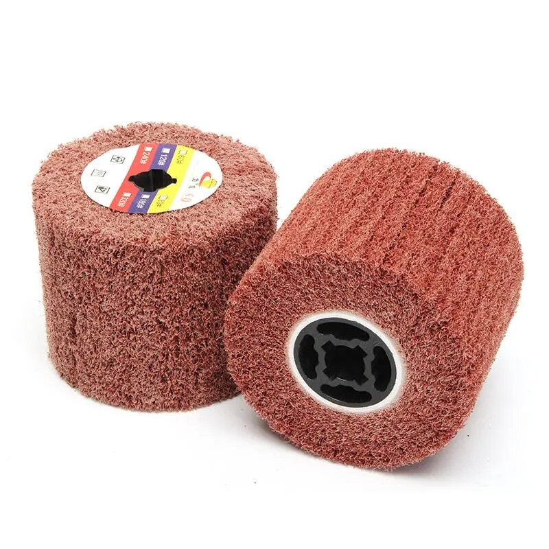 Brosse à lamelles en Nylon grain 40-120, 100x600x19mm, fil d&#39;acier satiné, dessin, polissage, roue de tambour d&#39;ébavurage pour Machine à polir