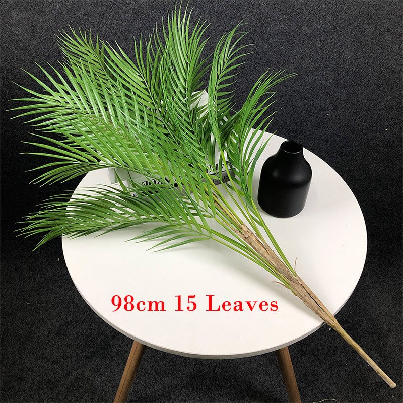 125cm grand palmier artificiel plantes tropicales faux Plam feuilles réel toucher plantes branche plastique Monstera feuillage mariage maison: 98cm 15 Leaves