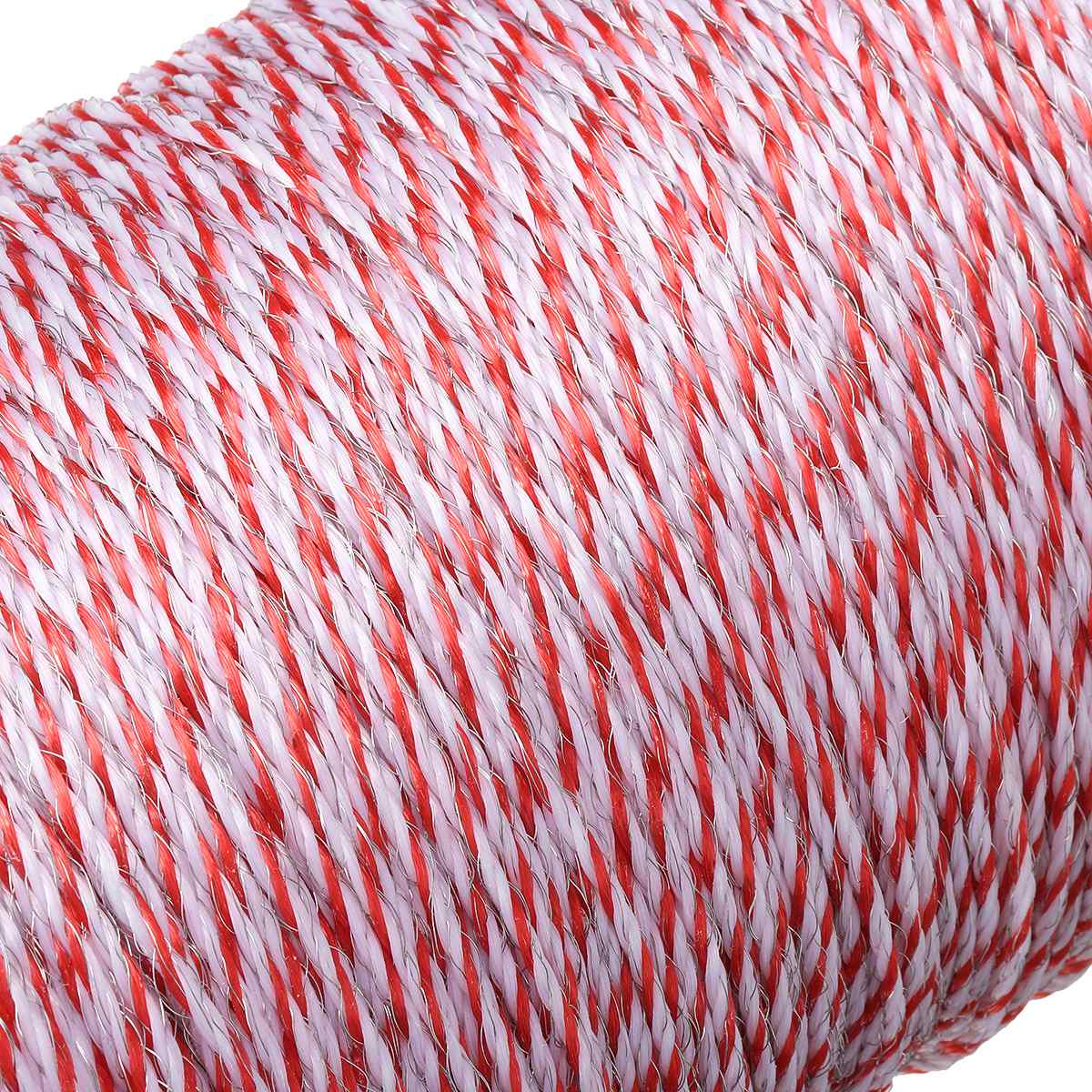 500M Roll Electric Fence Rope Red White Polywire with Steel Poly Rope for Horse Animal Fencing Ultra Low Resistance Wire