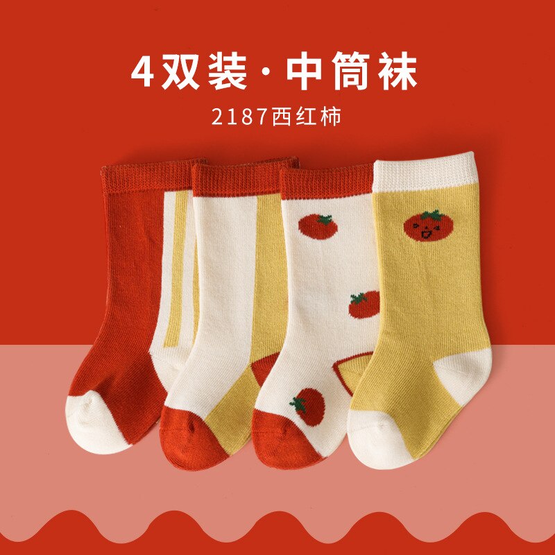 8 pçs outono e inverno novas crianças meias meninos e meninas tubo meias dos desenhos animados desossado penteado cottonbaby meias cosas para bebe: 2187 / S 0-1years old