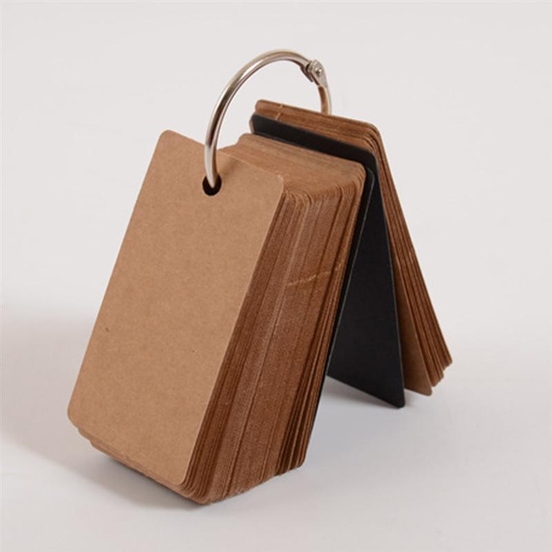 100 Pcs Blank Alphabet Cards Literacy Cards Stationery Supplies with Binder Ring for School Office (Light Brown)