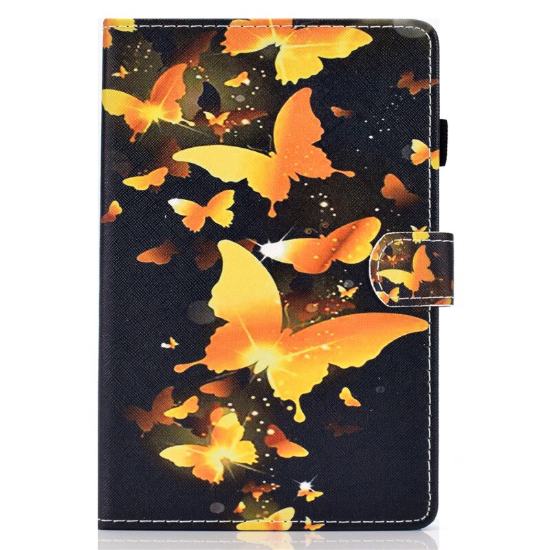 For Samsung Galaxy Tab E 9.6 inch SM T560 Case Monkey Cat Painted Tablet for Funda Samsung Galaxy Tab E T561 Cover Kids SM-T560: gold butterfly