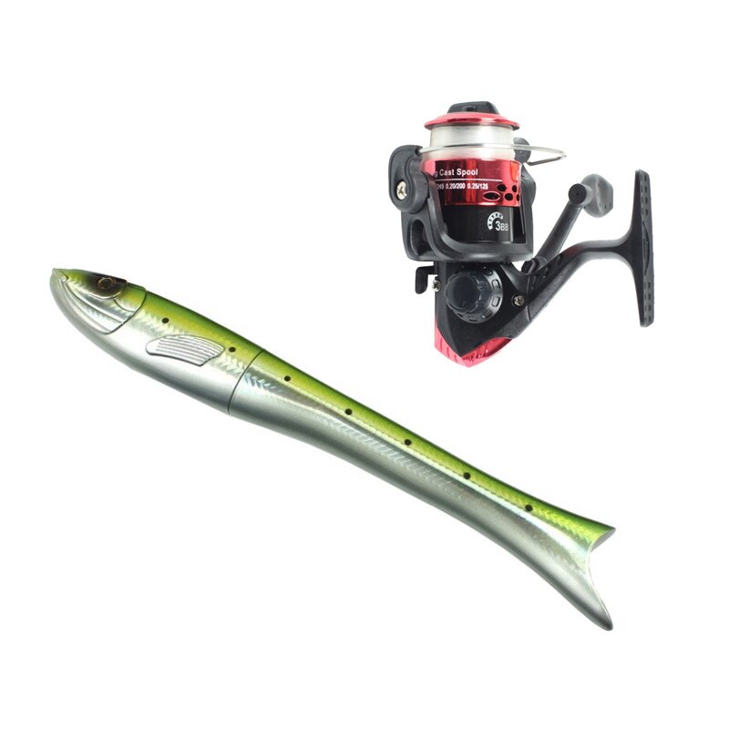 1.6 m Fishing Rod Mini Pen Fishing Rod Portable Fish Shaped Carbon Telescopic Spinning Rod Casting Carp Fishing Pole: Green Rod With Wheel