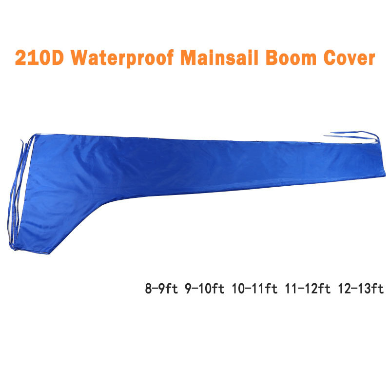 8-9/9-10/10-11/11-12/12-13Ft Sail Cover Mainsail Boom Boat Cover 210D Waterproof Anti UV Wind Sunshade Snow Cover Blue Boom Sail