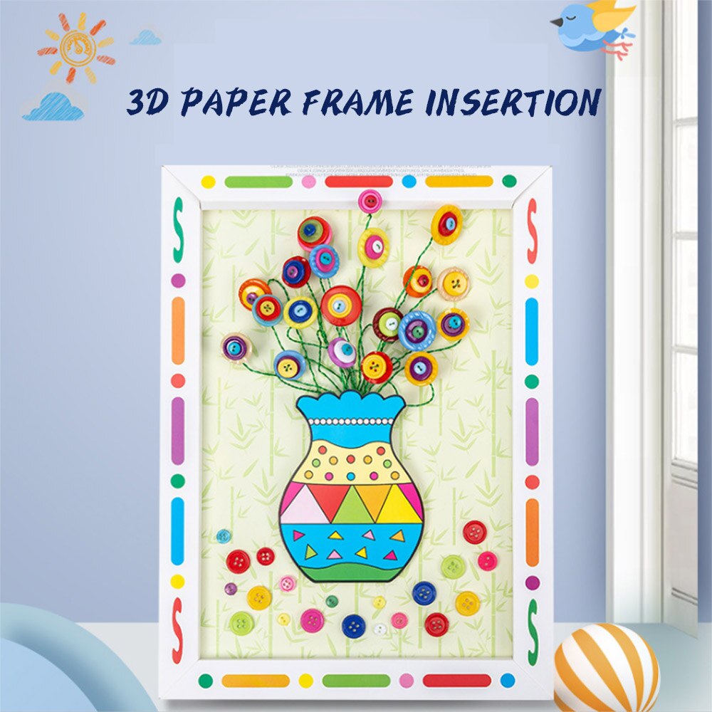 Button Bouquet Handmade DIY Production Material Package Mother's Day Greeting Cards Child Crafts Kindergarten Educational Card