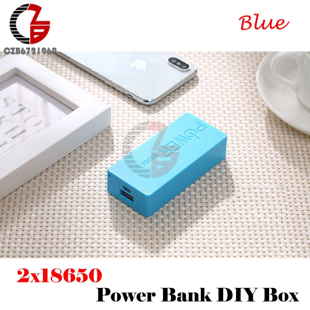 1x 2x 18650 usb powerbank batterioplader gør-det-selv-boks etui mobil esp 32 esp 32s strømforsyning lademodul skjold til iphone: 2x 18650 blå