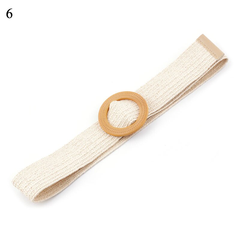 Wax Rope Straw Square Buckle Waist Belt Elastic Braided Knitted Belt Skirt Belt Woman Vintage Knitted Woven Waist Belt: 6