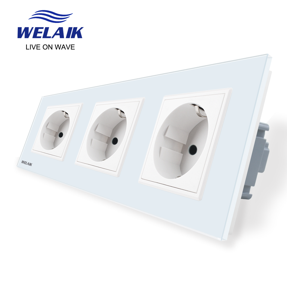 Welaik eurooppalainen standardi 16a pistorasia eu pistorasia 80*80mm 220v pistorasia 16a pistorasia lasipaneeli seinäpistorasia  a18ew
