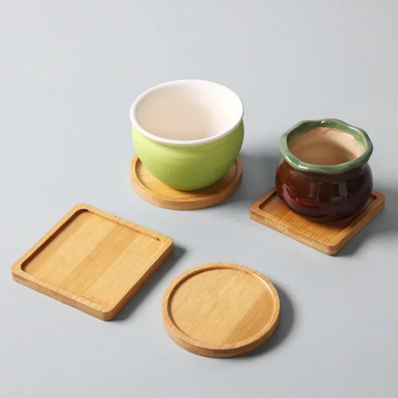 Multi Bambus Bakke Træ Underlag Blomsterpotte Bakke Kop Pad Dækkeserviet Køkken Dekorativ Bakke Kaffekop Mat Dækkeserviet
