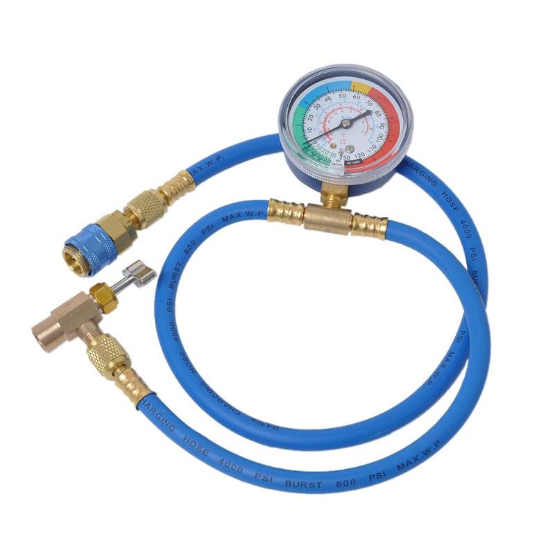 Accesorios para el coche AC aire acondicionado R134A, manguera de recarga de refrigerante con Kit de medición de calibre de presión, herramienta de diagnóstico automático de cobre