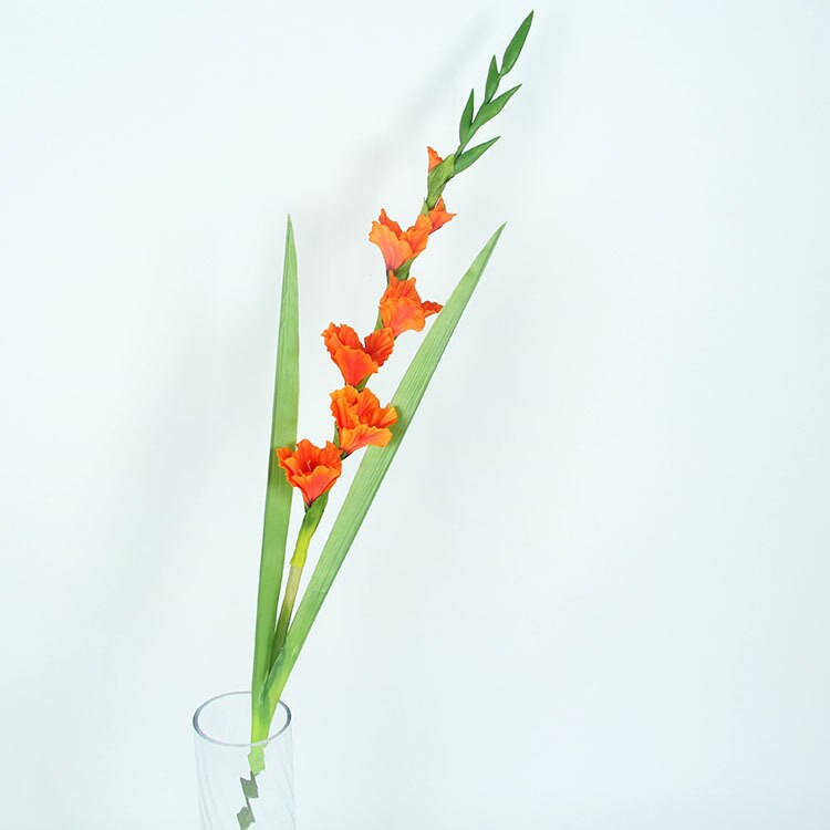 Høj efterligning stor gladiolus gulv håndværk kunstig blomst kunstig silke blomst håndlavet blomst desktop møbler: Orange