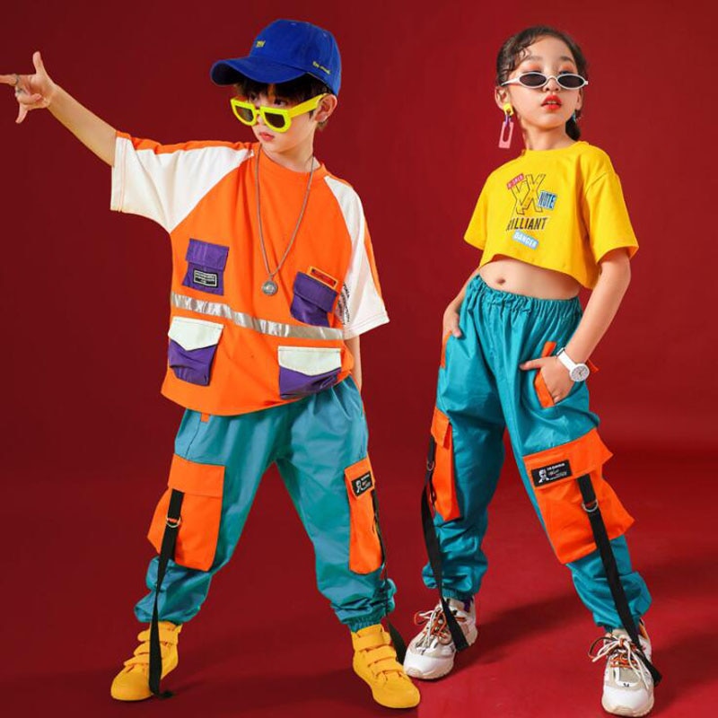 Dla dzieci Hip Hop odzież dla dziewcząt chłopców Crop Tank Tops Jogger długie spodnie taniec jazzowy nosić kostium tańca towarzyskiego ubrania