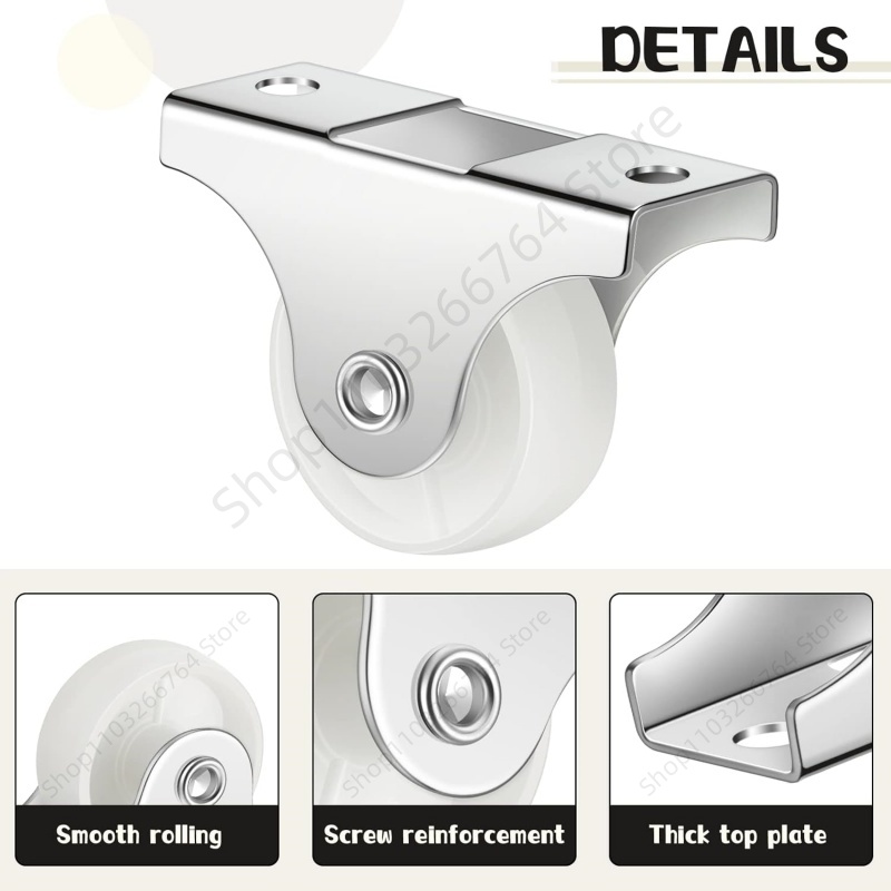 Ruedas giratorias para muebles blancas, ruedas rodíndricas de plástico fuertes de 1 pulgada, ruedas rígidas y silenciosas para cajón de carrito, 10/20 piezas