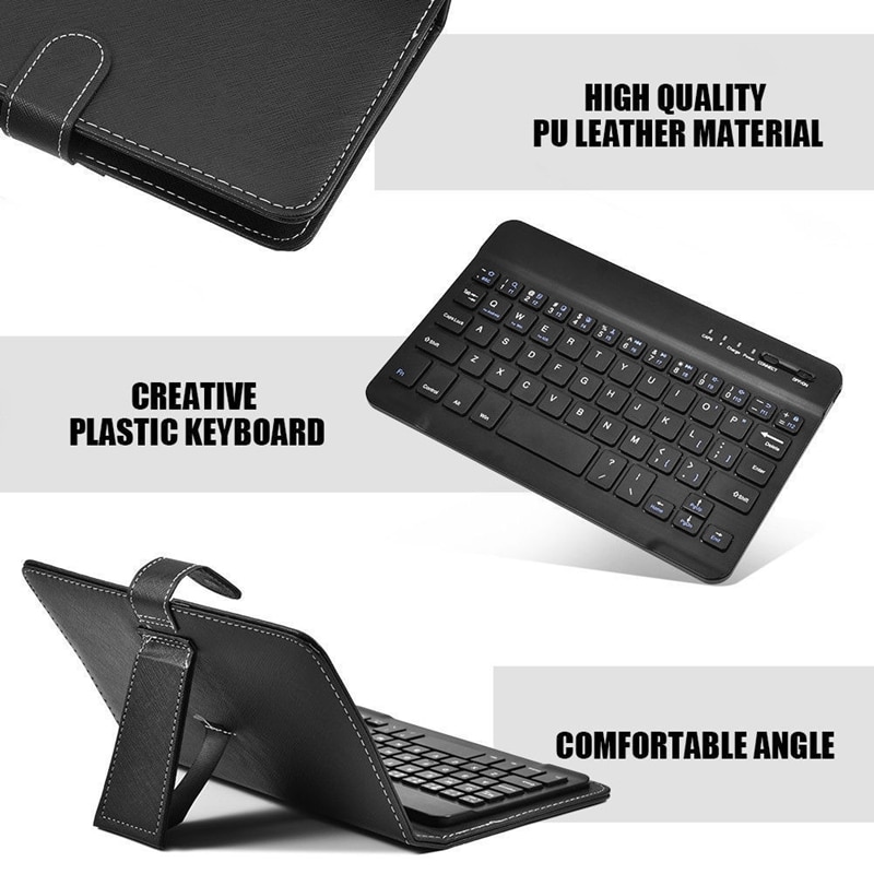 Wireless Bluetooth Keyboard Case Leather Stand Cover for IPhone Android Phones