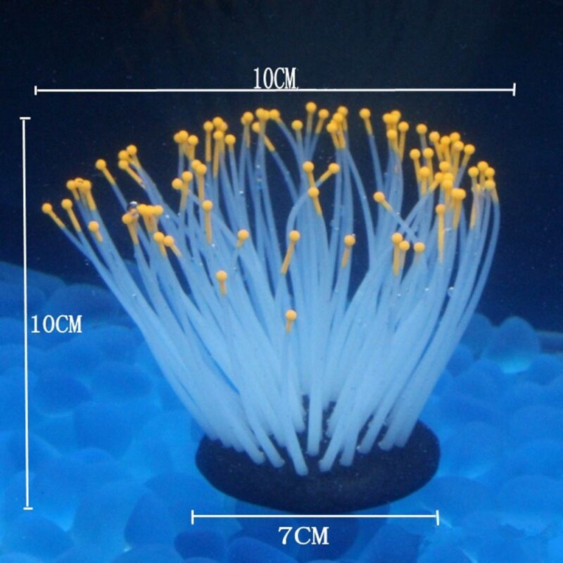Fish Tank Glowing Decor Effect Artificial Silicone Plant Sea Anemone for Fish Tank Decoration Aquarium Ornament: Gold