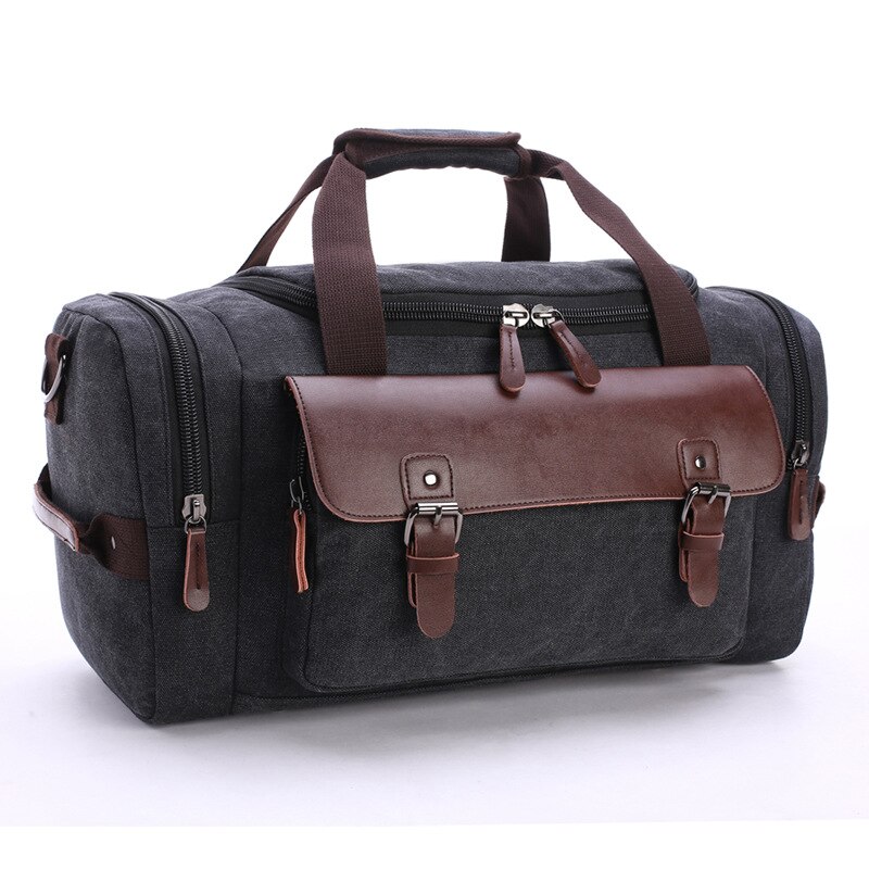 Männer Leinwand Reise Gepäck Tasche Große Kapazität Schulter Handtasche Crossbody Reisen Duffel Taschen Frauen Duffle Handtasche: Schwarz