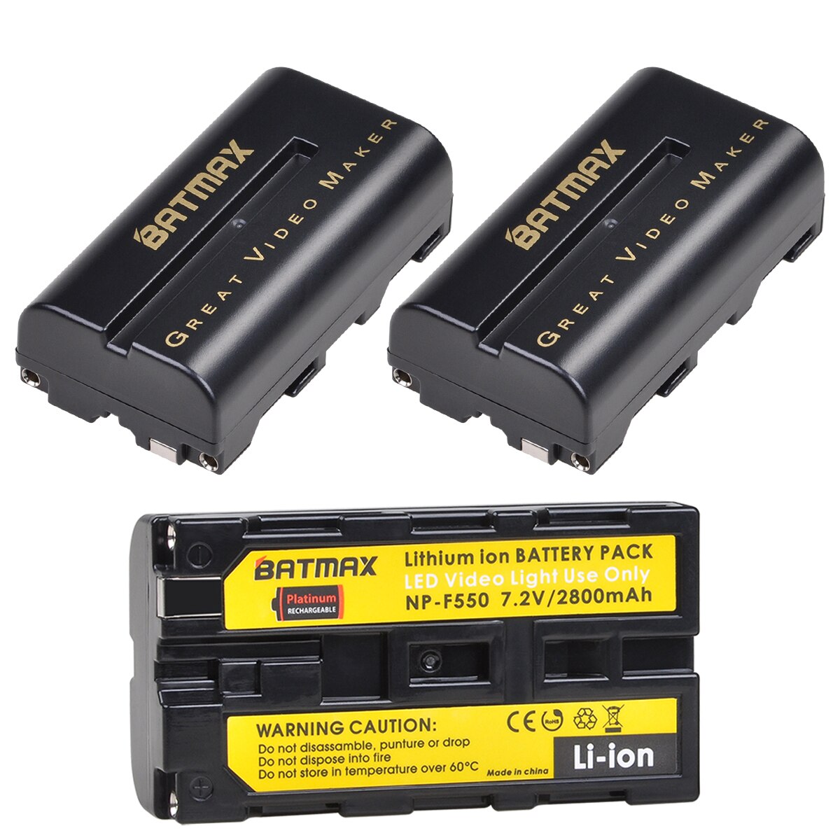 Batmax NP-F550 NP-F570 F550 Batterij + Led Usb Dual Charger Voor Yongnuo Godox Led Video Licht YN300 Ii YN300 Iii YN600 Air T119S: 3 battery