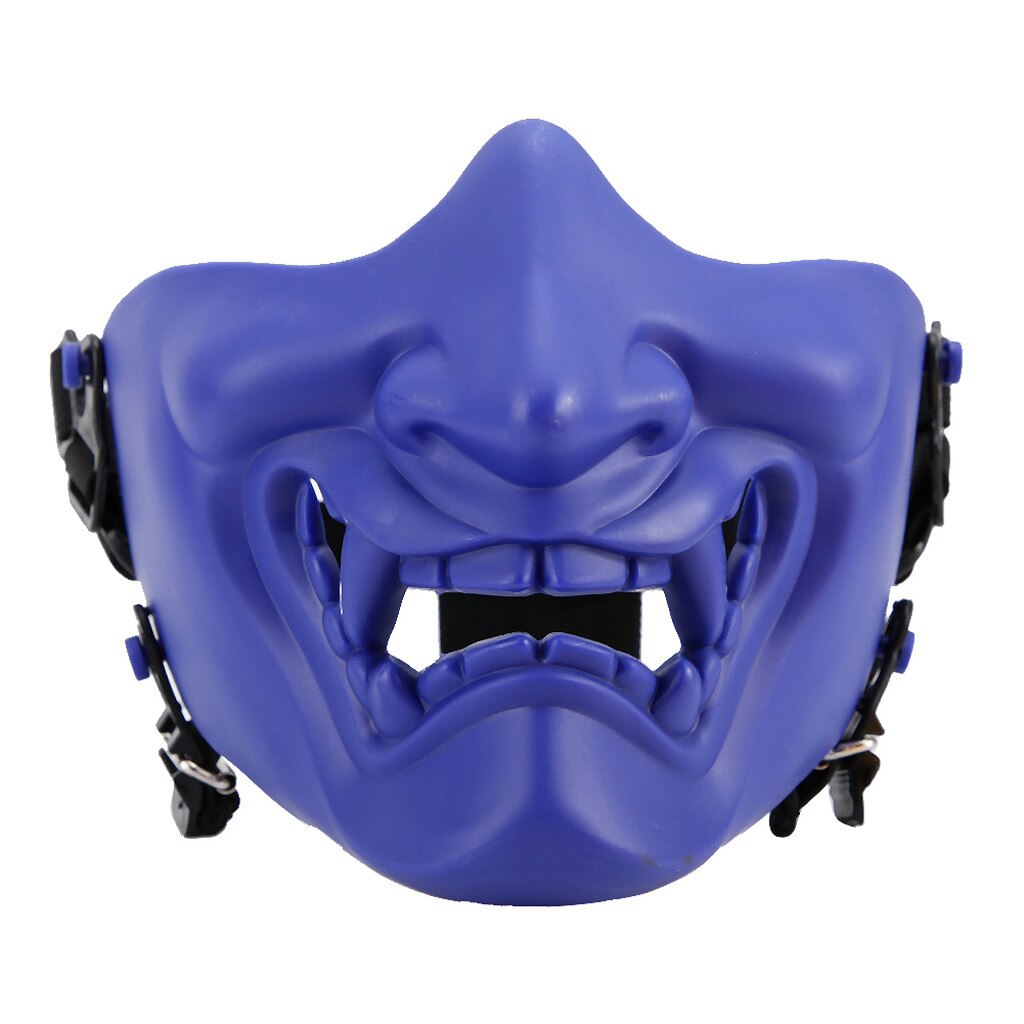 mondkapjes wasbaar Half Face Cosplay Tactica l Kabuki Samurai Devil Halloween Party Festival A variety of styles mask: Blue